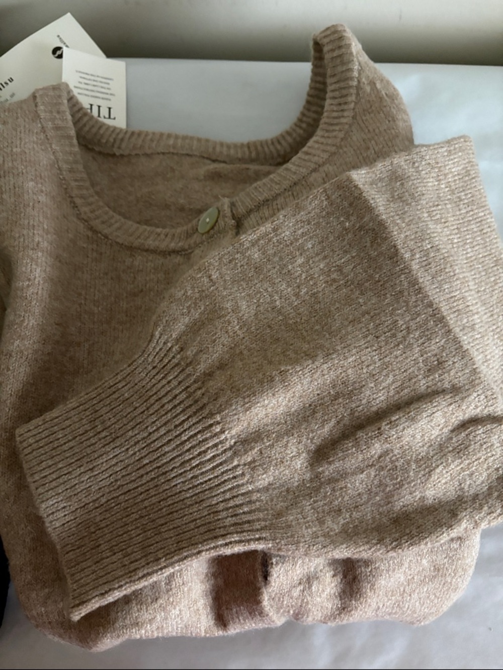 Women’s Crewneck Button Cardigan Sweater - cream and Beige lot of 2 size medium - Picture 12 of 12